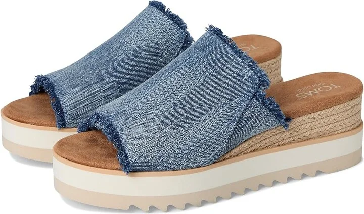 TOMS Diana Mule Women's Shoes Dark Sky Textured Denim/Fray : 6.5 B - Medium, Textile