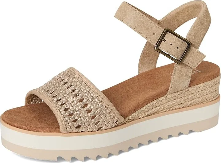 TOMS Diana Sandal Women's Sandals Champagne Metallic : 9.5 B - Medium, Leather/Rubber - Image 5