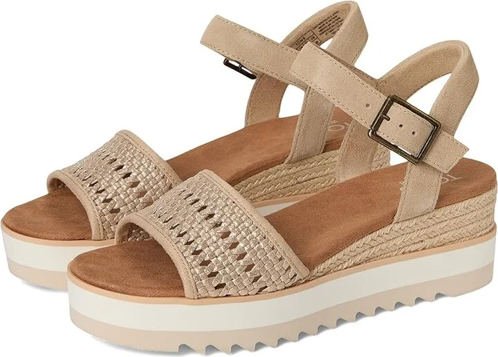 TOMS Diana Sandal Women's Sandals Champagne Metallic : 9.5 B - Medium, Leather/Rubber
