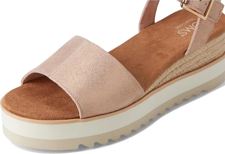 TOMS Diana Sandal Women's Sandals Pale Rose Metallic Suede : 6.5 B - Medium, Leather/Rubber - Image 7