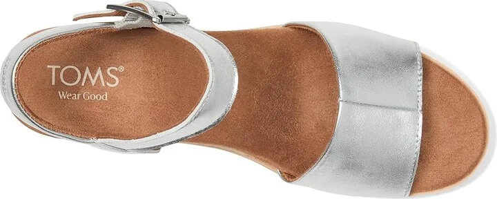 TOMS Diana Sandal Women's Sandals Silver Metallic : 10 B - Medium, Leather/Rubber - Image 2