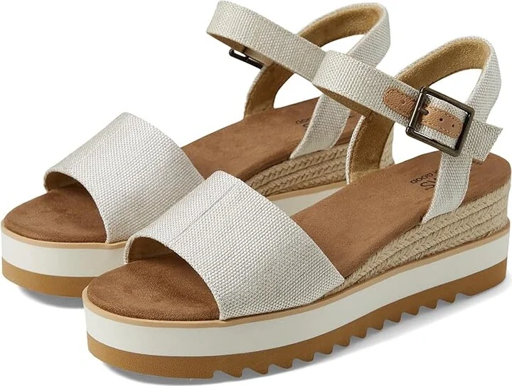 TOMS Diana WIDE Women's Shoes Natural Wide Width Yarn Dye : 11 D - Wide, Canvas