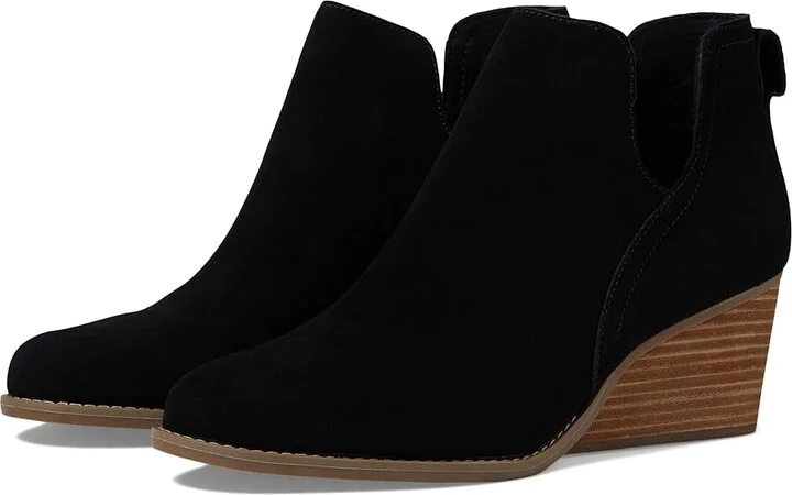 TOMS Gwen Women's Boots Black Suede : 7 B - Medium, Leather/Suede