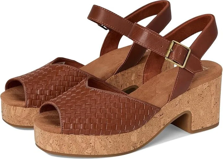 TOMS Isla Peep Toe Women's Sandals Amber Brown : 7 B - Medium, Synthetic
