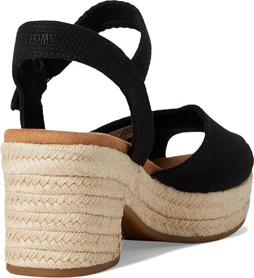 TOMS Isla Peep Toe Women's Sandals Black : 9 B - Medium, Synthetic - Image 4