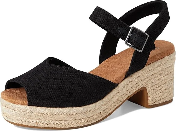 TOMS Isla Peep Toe Women's Sandals Black : 9 B - Medium, Synthetic - Image 5