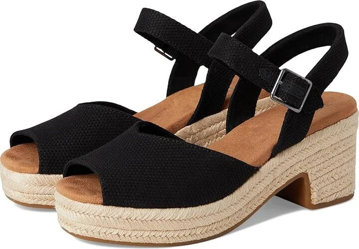 TOMS Isla Peep Toe Women's Sandals Black : 9 B - Medium, Synthetic