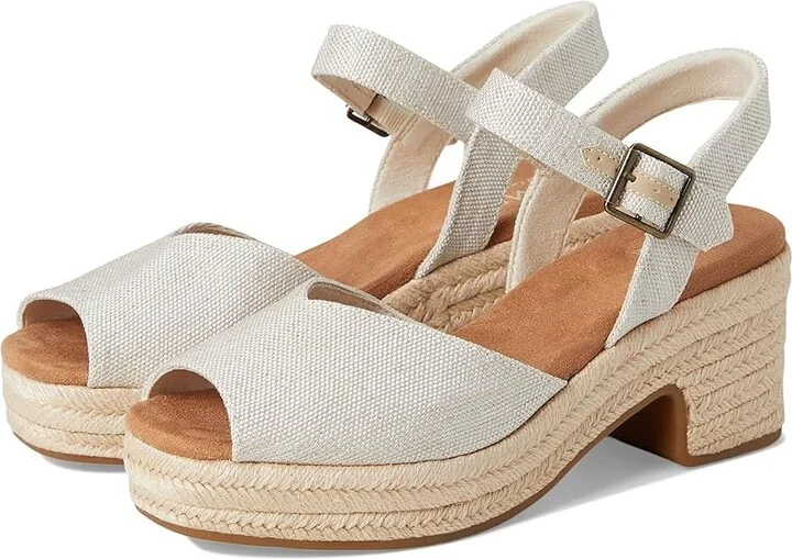 TOMS Isla Peep Toe Women's Sandals Natural : 6 B - Medium, Synthetic