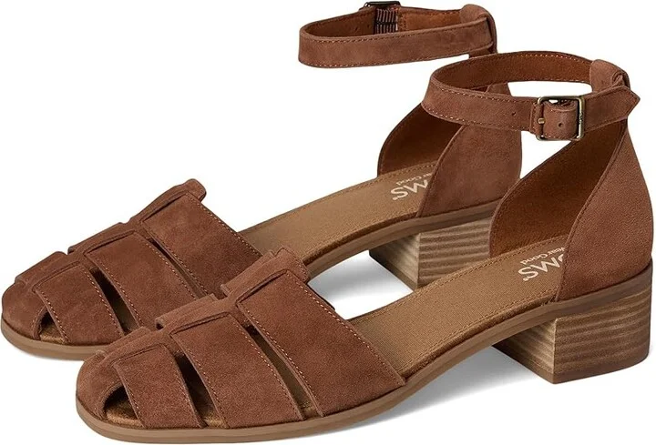 TOMS Jaclyn Fisherman Women's Shoes Amber Brown : 5 B - Medium, Suede