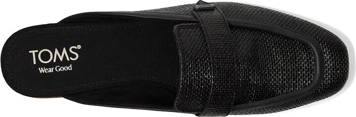 TOMS Lynette Mule Women's Flat Shoes Black Raffia/Leather : 9.5 B - Medium, Leather/Polyester/Rubber - Image 2