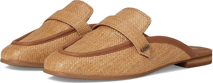 TOMS Lynette Mule Women's Flat Shoes Brown Sugar Raffia/Leather : 7.5 B - Medium, Leather/Polyester/Rubber