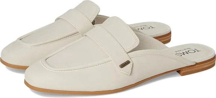 TOMS Lynette Mule Women's Flat Shoes Light Sand : 9.5 B - Medium, Leather/Polyester/Rubber