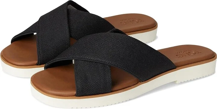 TOMS Mae Crossover Women's Sandals Black : 11 B - Medium, Leather