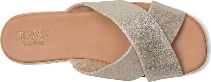 TOMS Mae Crossover Women's Sandals Champagne Metallic : 8 B - Medium, Leather - Image 2