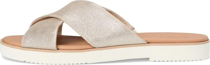 TOMS Mae Crossover Women's Sandals Champagne Metallic : 8 B - Medium, Leather - Image 6