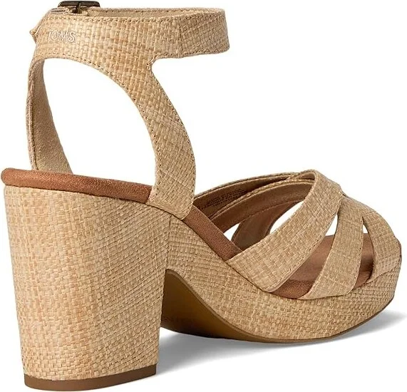 TOMS Majorca Strappy Women's Sandals Almond Raffia : 9.5 B - Medium, Suede - Image 4