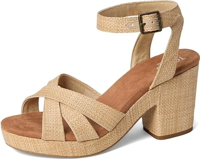 TOMS Majorca Strappy Women's Sandals Almond Raffia : 9.5 B - Medium, Suede - Image 5