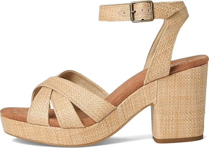 TOMS Majorca Strappy Women's Sandals Almond Raffia : 9.5 B - Medium, Suede - Image 6