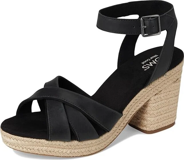 TOMS Majorca Strappy Women's Sandals Black : 8.5 B - Medium, Suede - Image 5