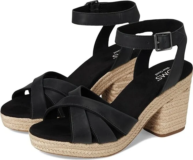 TOMS Majorca Strappy Women's Sandals Black : 8.5 B - Medium, Suede