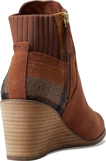 TOMS Sadie Women's Boots Dark Ember Suede/Plaid : 10 B - Medium - Image 4