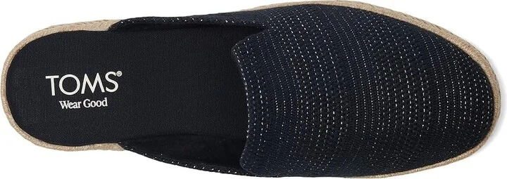 TOMS Santiago Mule Women's Flat Shoes Black Metallic Linen Stripe : 9 B - Medium, Suede - Image 2