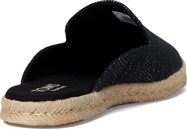 TOMS Santiago Mule Women's Flat Shoes Black Metallic Linen Stripe : 9 B - Medium, Suede - Image 4