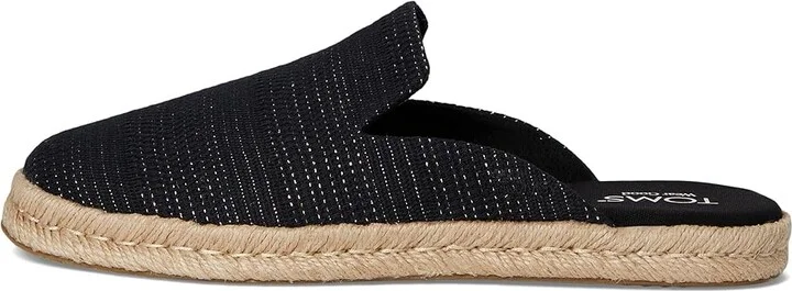 TOMS Santiago Mule Women's Flat Shoes Black Metallic Linen Stripe : 9 B - Medium, Suede - Image 6
