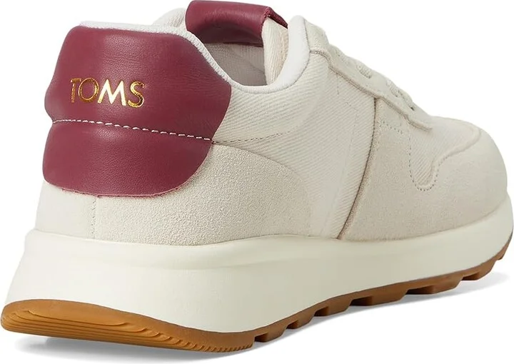 TOMS Travel Lite Retro Women's Shoes Light Sand/Burgundy : 6 B - Medium, Suede/Textile - Image 4