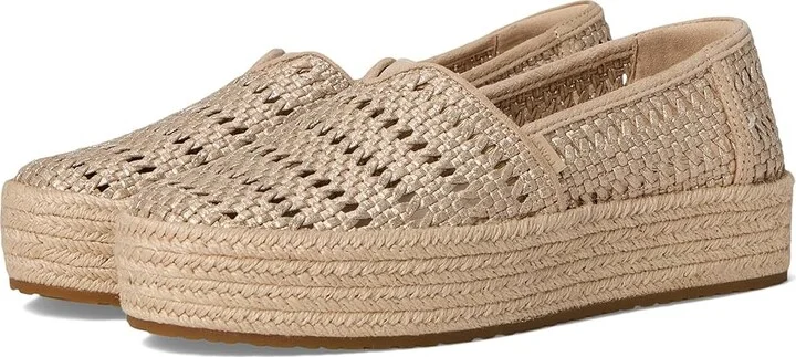 TOMS Valencia WIDE Women's Shoes Champagne Metallic : 8.5 B - Medium, Textile