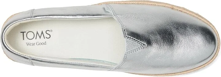 TOMS Valencia WIDE Women's Shoes Silver Metallic : 5 B - Medium, Textile - Image 2