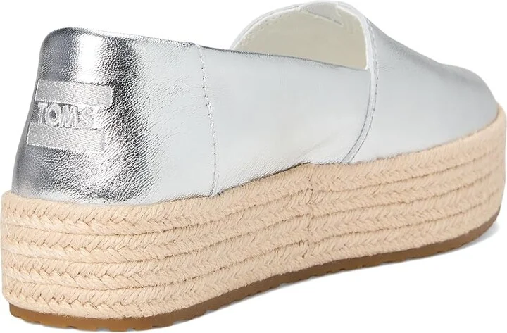 TOMS Valencia WIDE Women's Shoes Silver Metallic : 5 B - Medium, Textile - Image 4