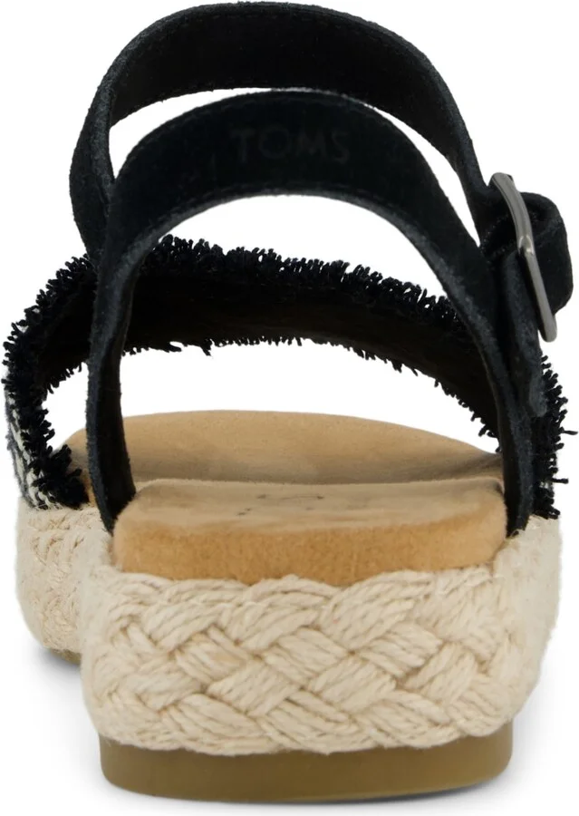 Toms Women's Abby Open Toe Flat Sandals - Black Diamond Global Straps, Suede, Fray - Image 3
