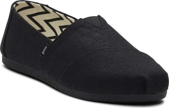 Toms Women's Alpargata Classic Heritage Canvas Slip-On Flats - Black, Black Heritage Canvas