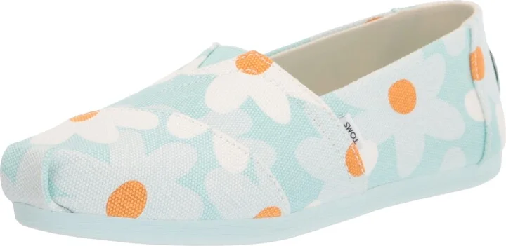 TOMS Womens Alpargata Floral Slip On Flats Casual - Blue - Size 5.5 B