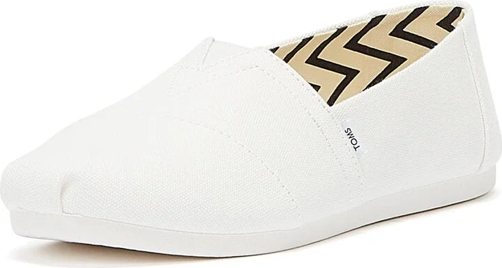 TOMS Women's Alpargata Recycled Cotton Canvas Slip On Sneaker White Recycled Cotton Canvas