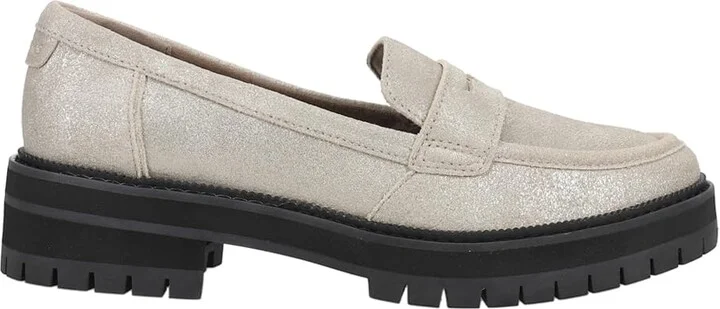 TOMS Womens Cara Metallic Slip On Lug Sole Loafers Casual - Silver - Size 7.5 B