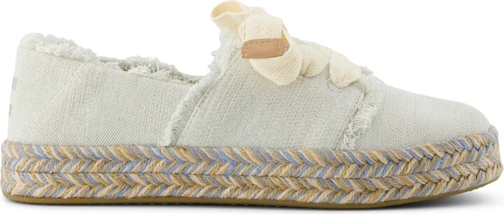 Toms Women's Carolina Lace-Up Espadrille Sneakers - White Onyx Textured Denim, Fray - Image 2