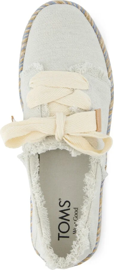 Toms Women's Carolina Lace-Up Espadrille Sneakers - White Onyx Textured Denim, Fray - Image 4