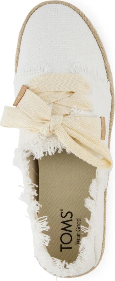 Toms Women's Carolina Lace-Up Espadrille Sneakers - White Onyx Textured Denim, Fray - Image 8