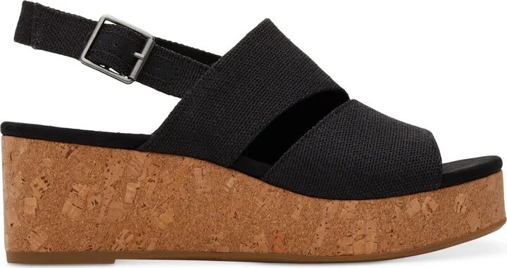 Toms Women's Claudine Slingback Cork Wedge Platform Sandals - Image 2
