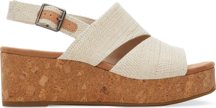 Toms Women's Claudine Slingback Cork Wedge Platform Sandals - Image 6