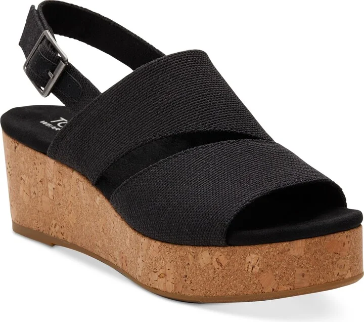 Toms Women's Claudine Slingback Cork Wedge Platform Sandals