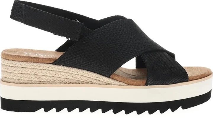 TOMS Womens Diana Crossover Platform Slingback Casual Sandals Casual Mid Heel 2-3" - Black - Size 9 B