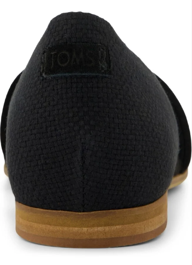 Toms Women's Jutti D'orsay Pointy Toe Flats - Black Suede, Basketweave - Image 3