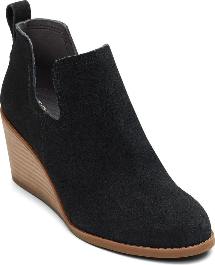 TOMS Women's Kallie Pull-up Ankle Boots Black Suede 9.5