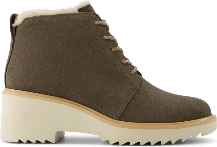 Toms Women's Maude Suede and Faux Fur Lace Up Wedge Booties - Image 2