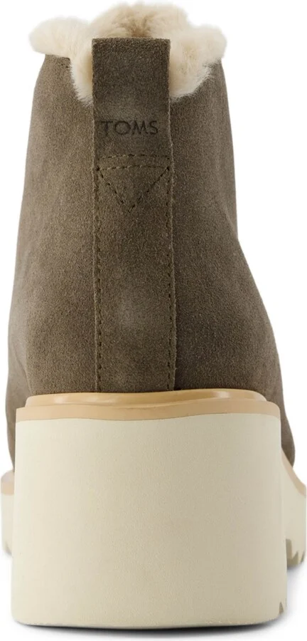 Toms Women's Maude Suede and Faux Fur Lace Up Wedge Booties - Image 3