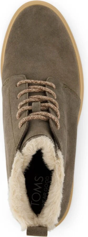 Toms Women's Maude Suede and Faux Fur Lace Up Wedge Booties - Image 4