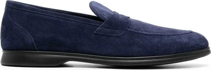 Tonal-Stitching Almond-Toe Loafers